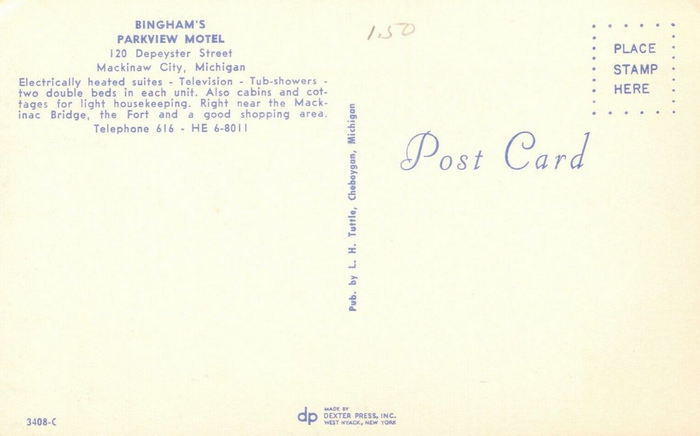 Binghams Parkview Motel - Vintage Postcard (newer photo)